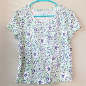 VanHeusen Lime Green Floral Short Sleeve Tee